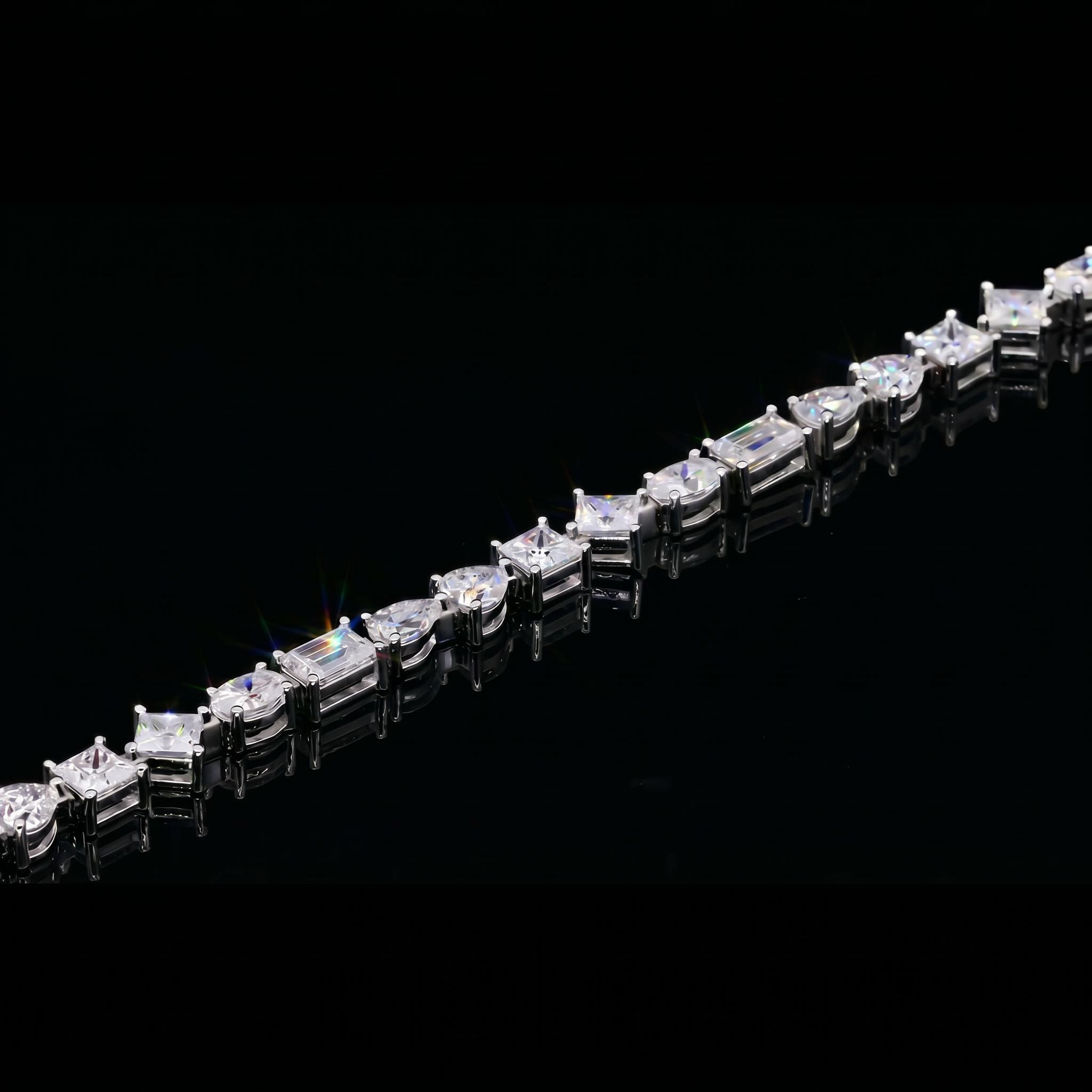 925 Silver & VVS1 Moissanite Harmony of Shapes Tennis Bracelet 925 Silver & VVS1 Moissanite Harmony of Shapes Tennis Bracelet