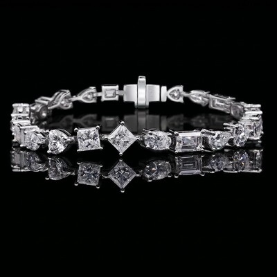 925 Silver & VVS1 Moissanite Harmony of Shapes Tennis Bracelet