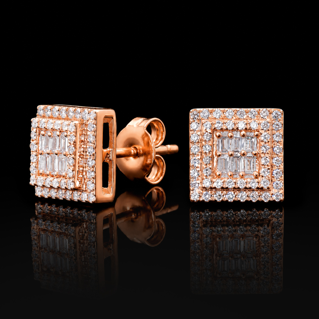 925 Silver & VVS1 Moissanite Baguette Square Earrings 925 Silver & VVS1 Moissanite Baguette Square Earrings