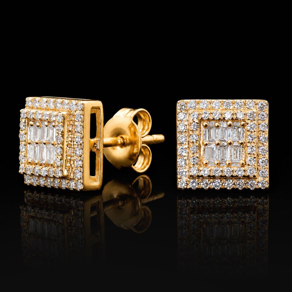 925 Silver & VVS1 Moissanite Baguette Square Earrings 925 Silver & VVS1 Moissanite Baguette Square Earrings