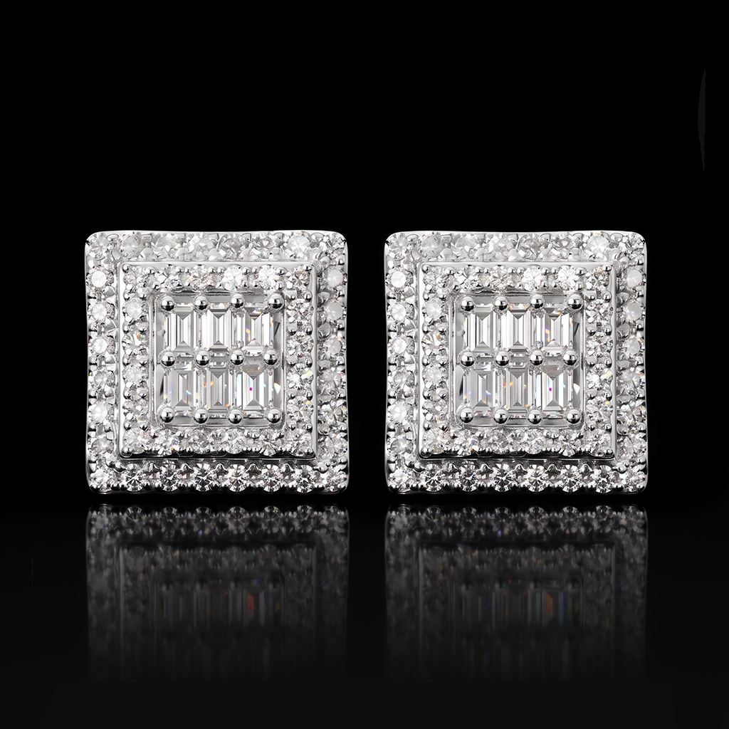 925 Silver & VVS1 Moissanite Baguette Square Earrings 925 Silver & VVS1 Moissanite Baguette Square Earrings