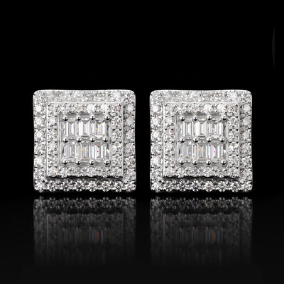 925 Silver & VVS1 Moissanite Baguette Square Earrings