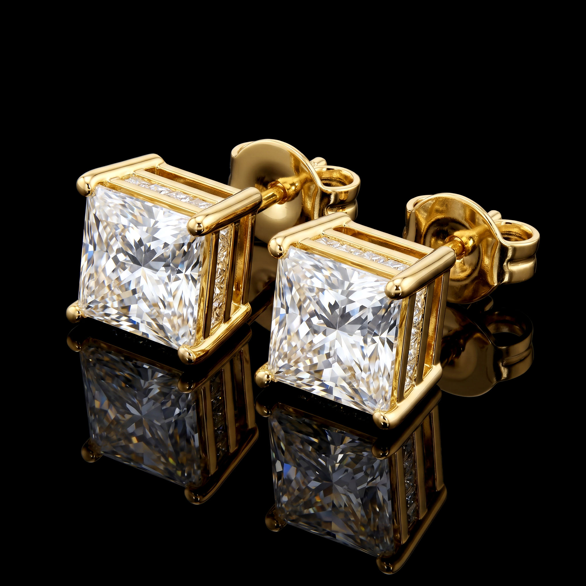 Iced Out Princess Cut Stud Earrings
