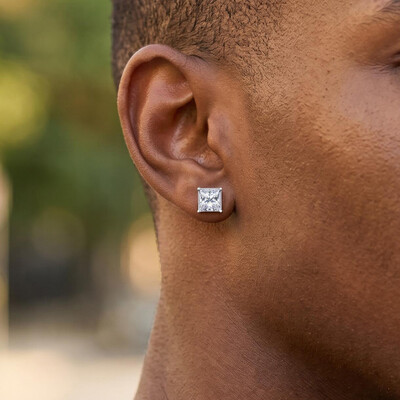 Iced Out Princess Cut Stud Earrings
