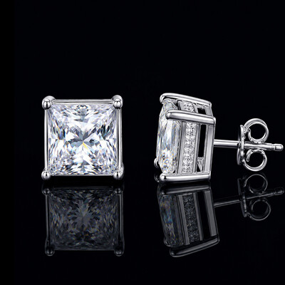 Iced Out Princess Cut Stud Earrings