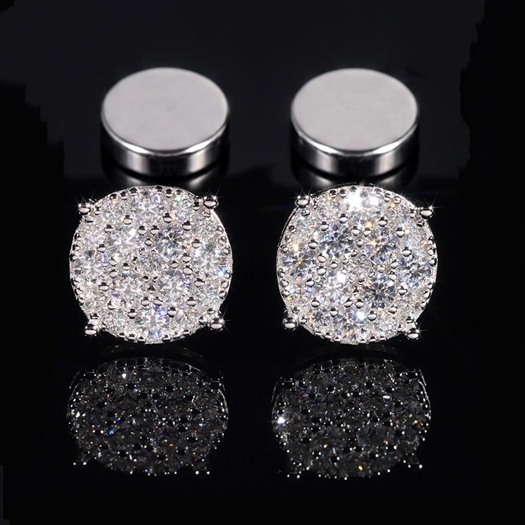 925 Silver & VVS1 Moissanite Round Magnetic Non-Piercing Stud Earrings 925 Silver & VVS1 Moissanite Round Magnetic Non-Piercing Stud Earrings