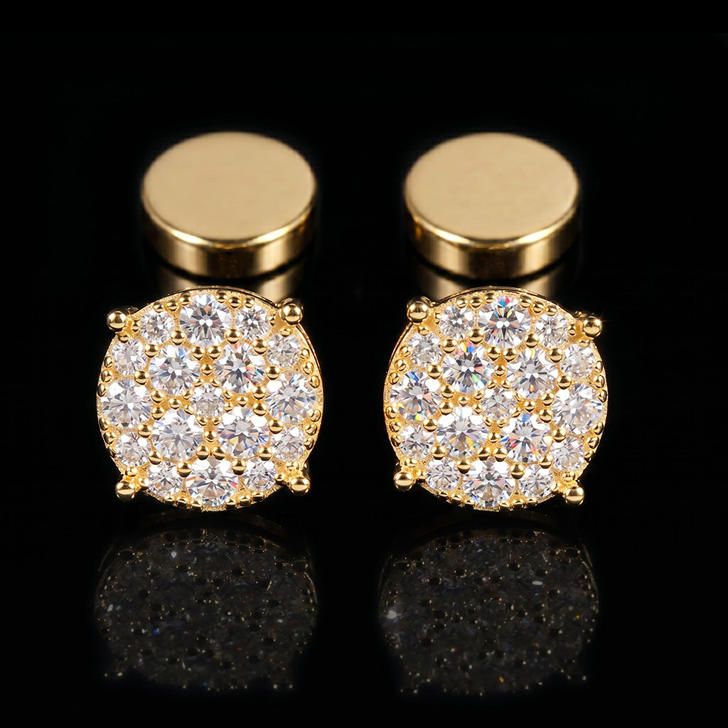 925 Silver & VVS1 Moissanite Round Magnetic Non-Piercing Stud Earrings 925 Silver & VVS1 Moissanite Round Magnetic Non-Piercing Stud Earrings