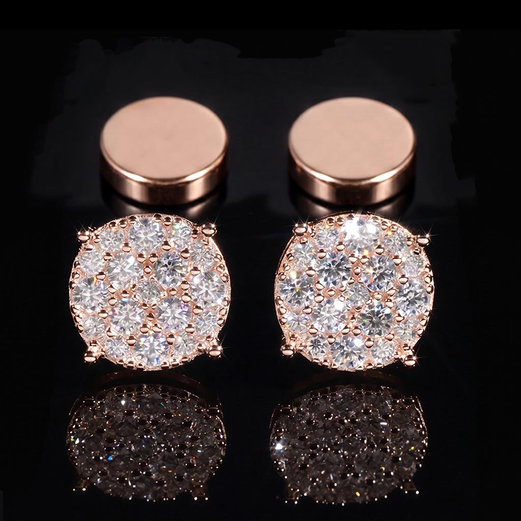 925 Silver & VVS1 Moissanite Round Magnetic Non-Piercing Stud Earrings 925 Silver & VVS1 Moissanite Round Magnetic Non-Piercing Stud Earrings
