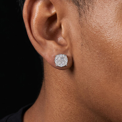 925 Silver & VVS1 Moissanite Round Magnetic Non-Piercing Stud Earrings