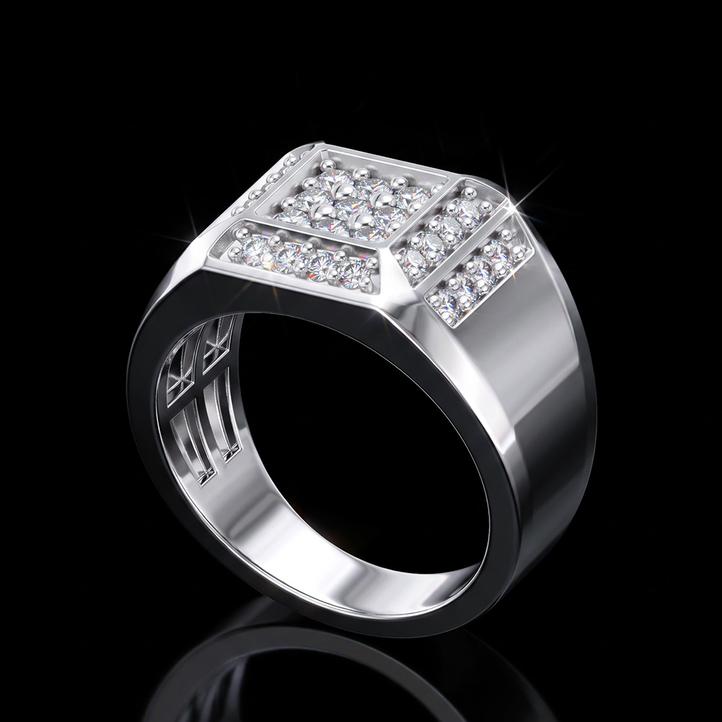 925 Silver & VVS1 Moissanite Men's Diamond Wedding Band Ring