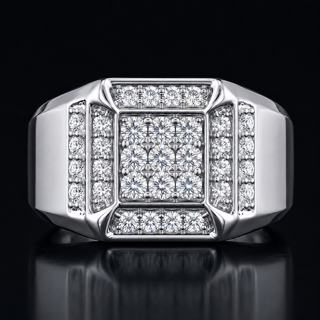 925 Silver & VVS1 Moissanite Men's Diamond Wedding Band Ring