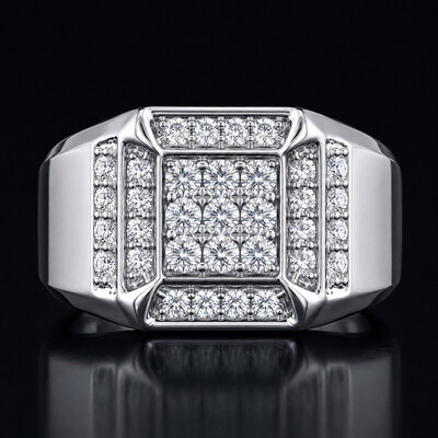 925 Silver & VVS1 Moissanite Men's Diamond Wedding Band Ring