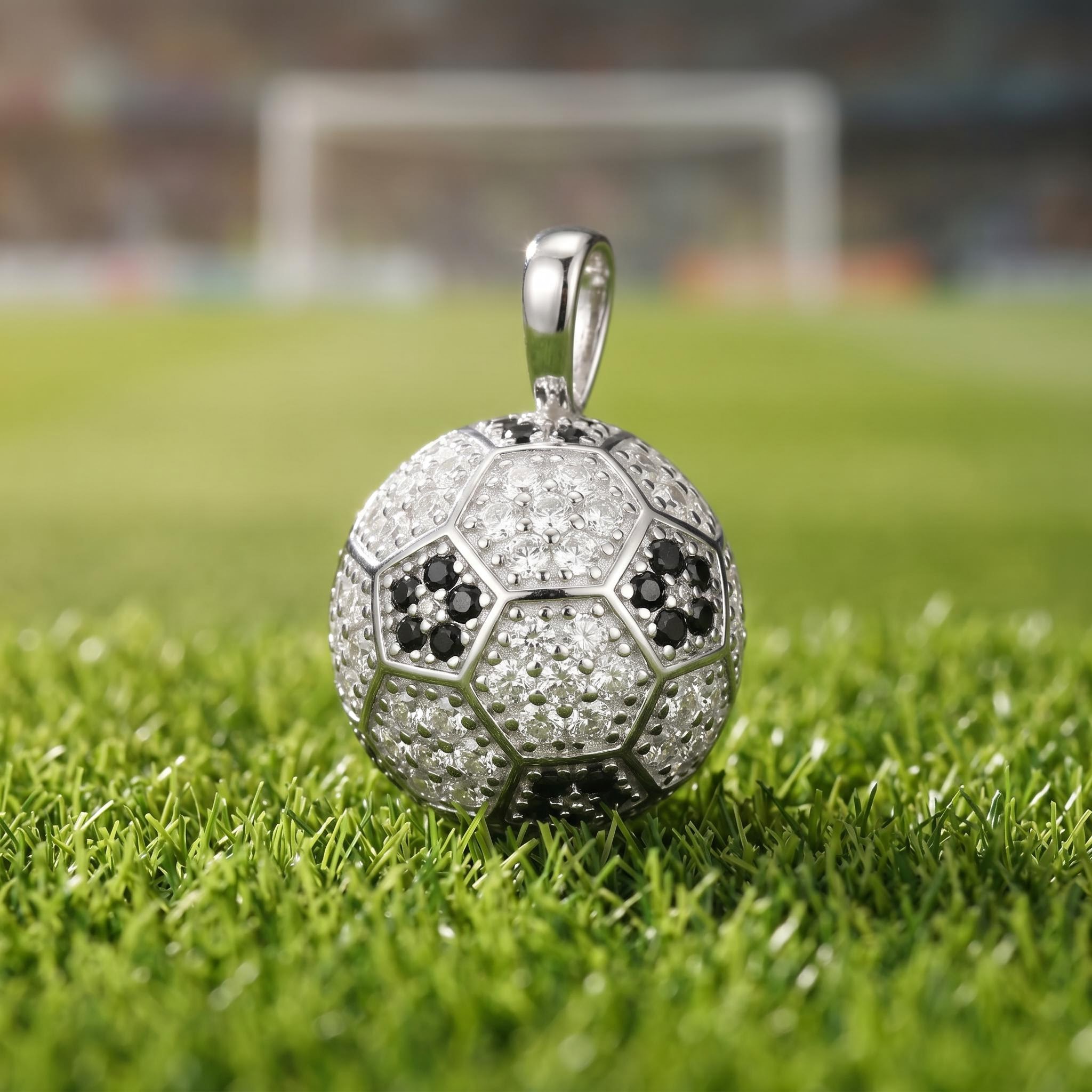 925 Silver & VVS1 Moissanite Soccer Pendant