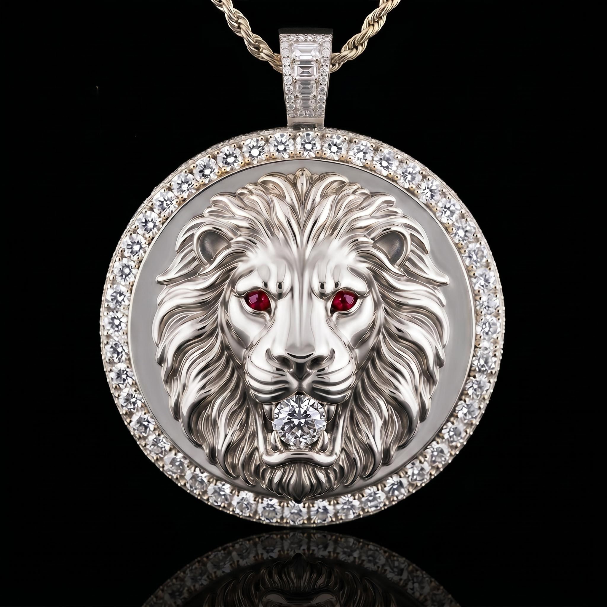 Iced Out Lion Medallion Pendant Iced Out Lion Medallion Pendant