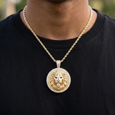 Iced Out Lion Medallion Pendant