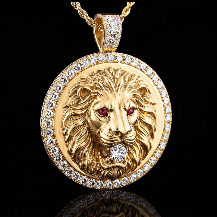 Iced Out Lion Medallion Pendant