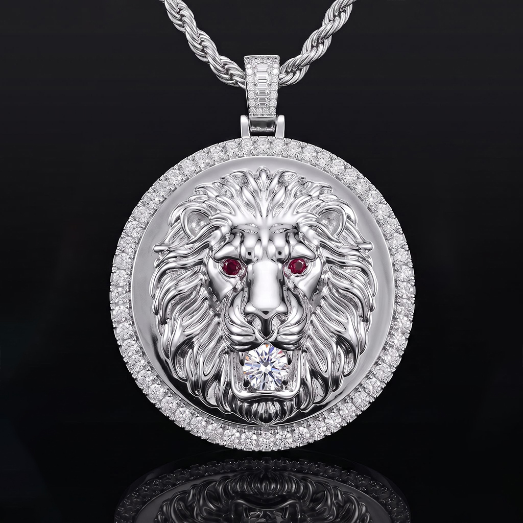 Iced Out Lion Medallion Pendant