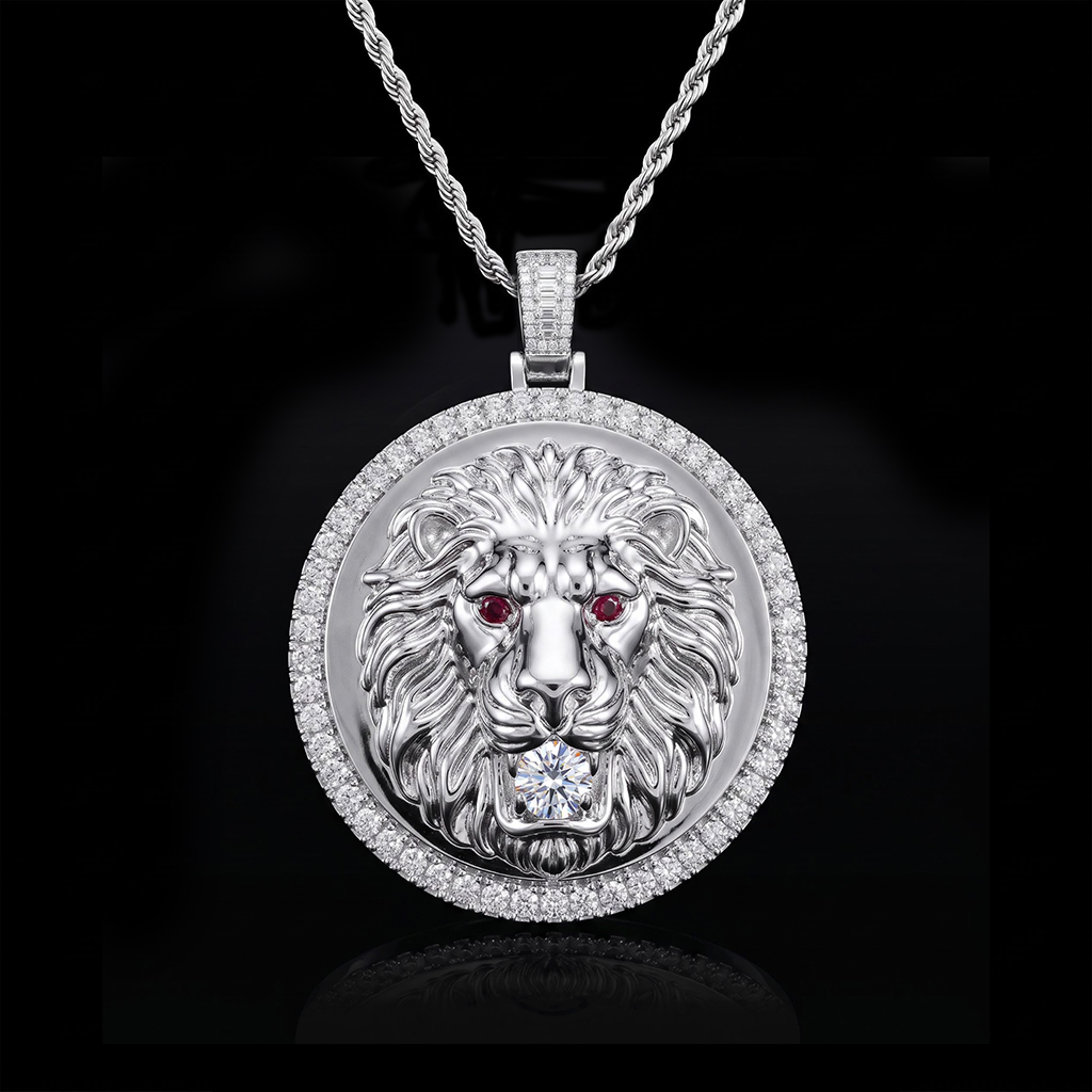 Iced Out Lion Medallion Pendant