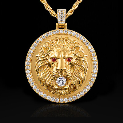 Iced Out Lion Medallion Pendant