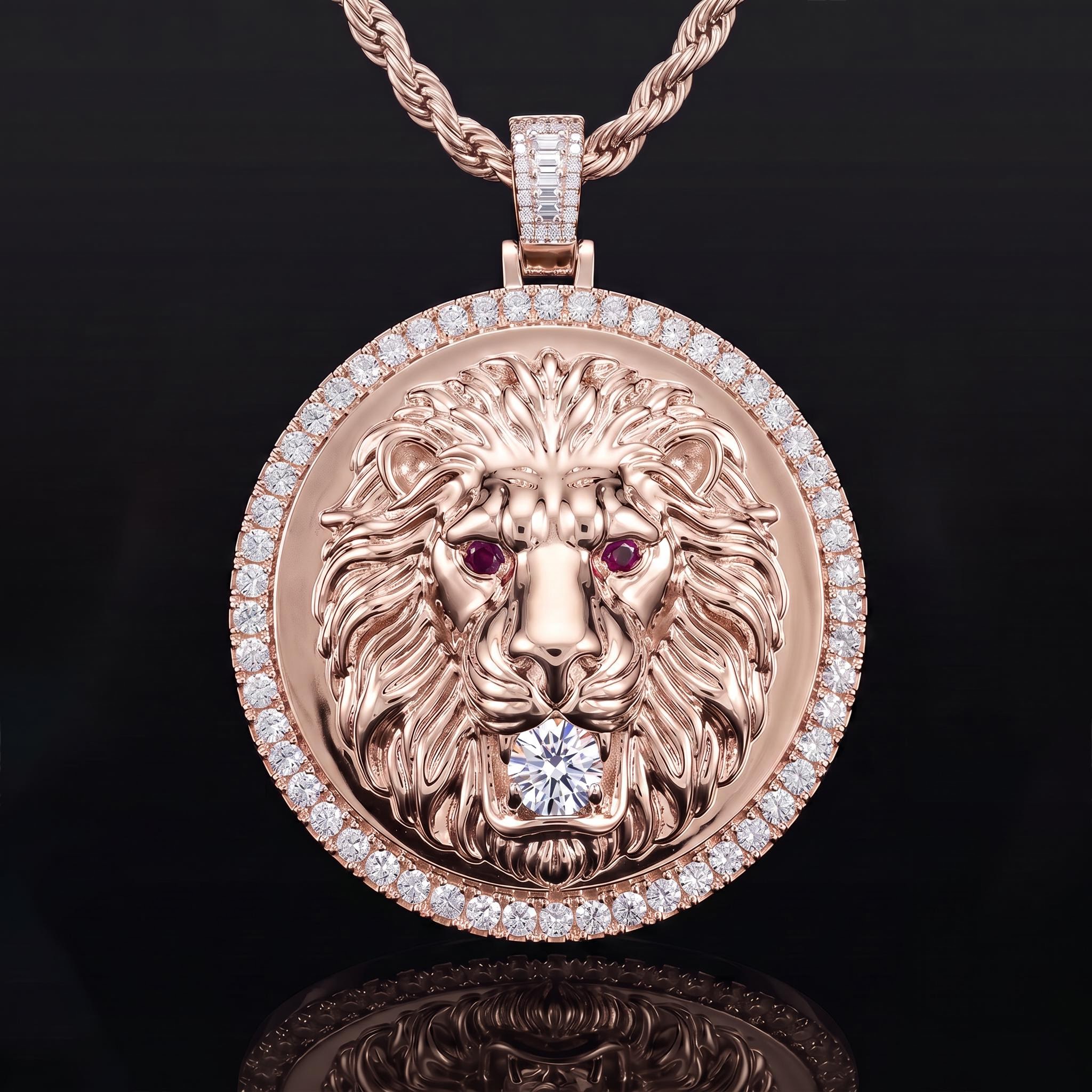 Iced Out Lion Medallion Pendant