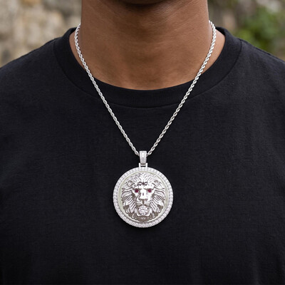 Iced Out Lion Medallion Pendant