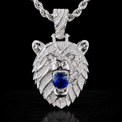Iced Out Sapphire Bear Pendant