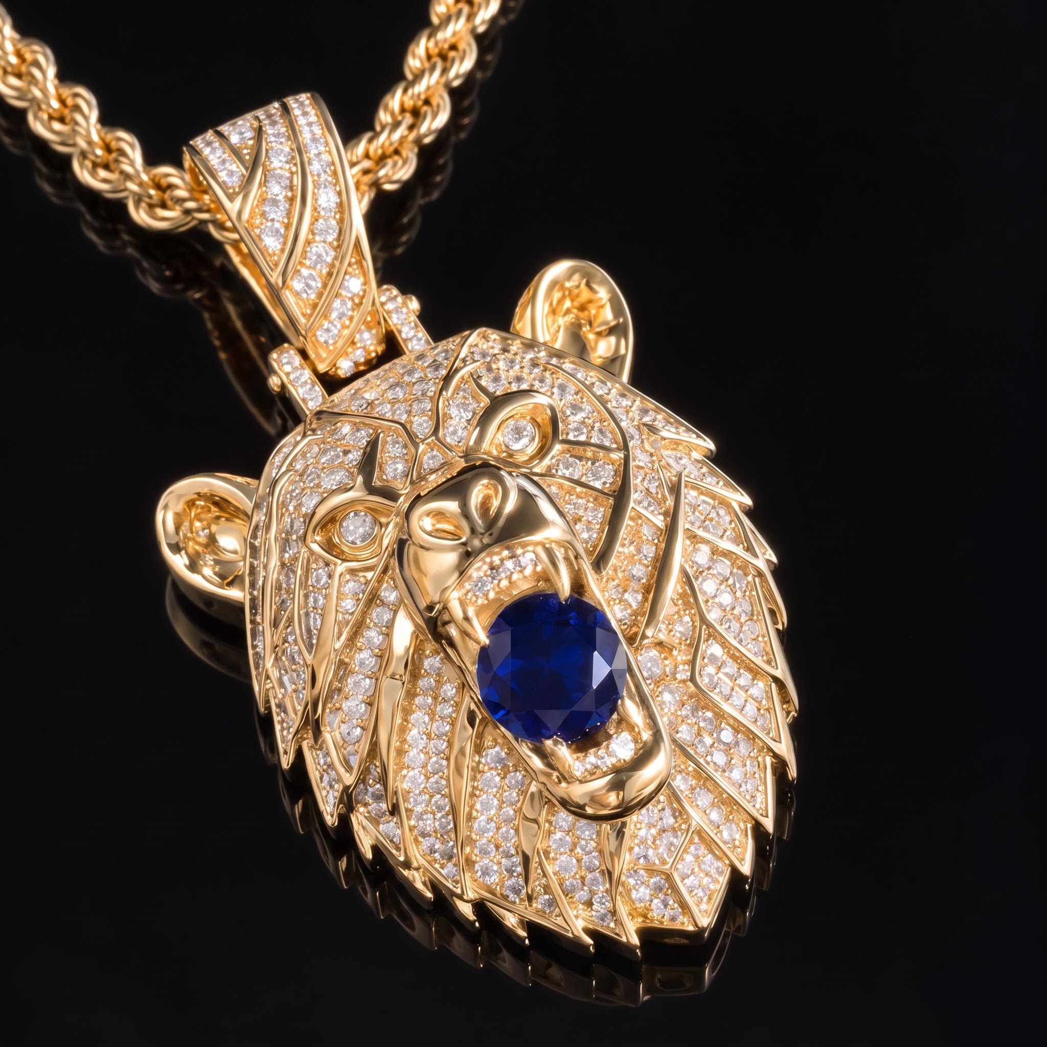 Iced Out Sapphire Bear Pendant