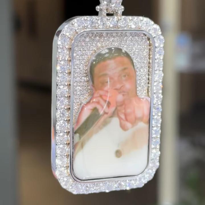 Iced Out Dog Tag Custom Photo Pendant