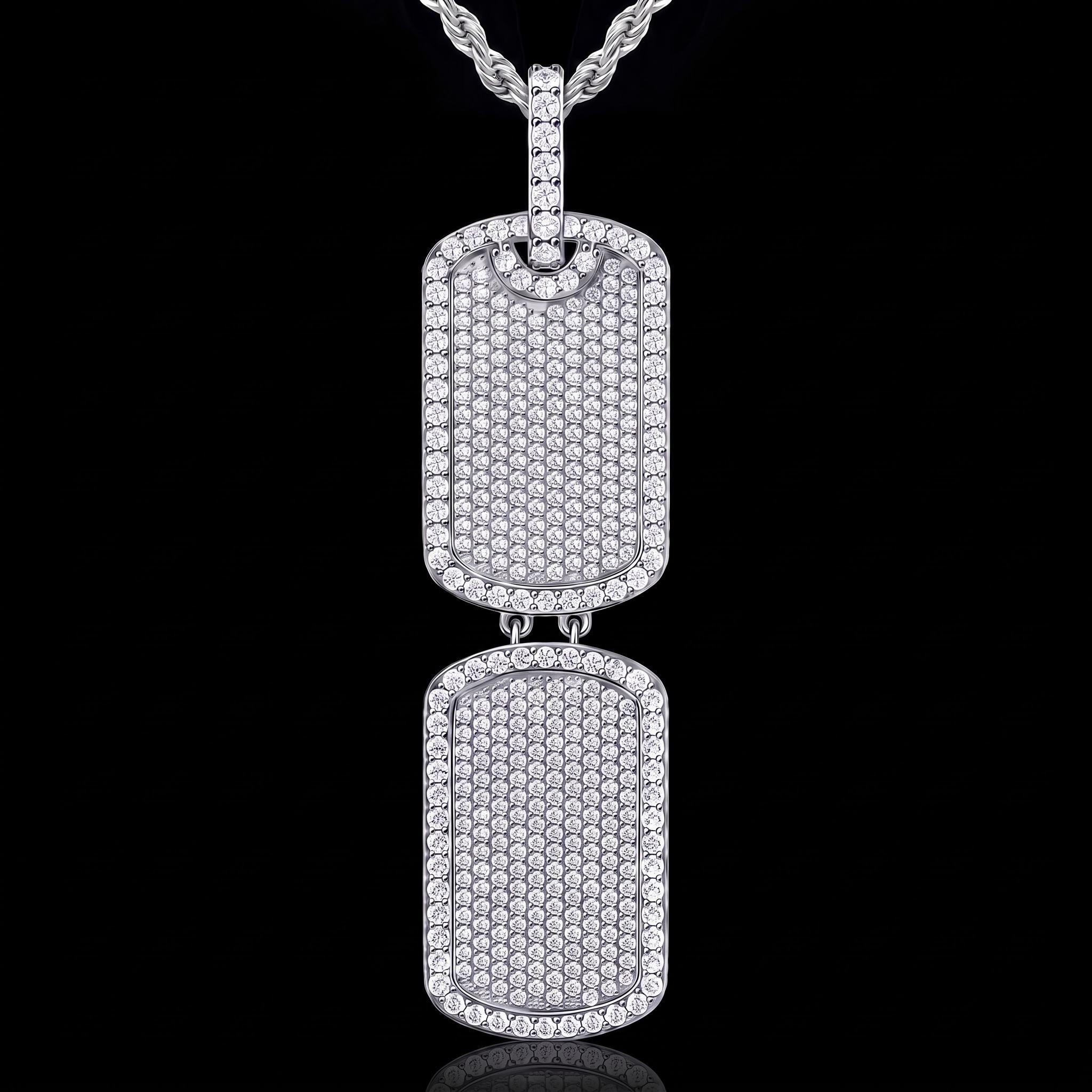 Iced Out Double Dog Tag Pendant Iced Out Double Dog Tag Pendant