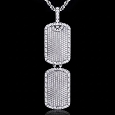 Iced Out Double Dog Tag Pendant