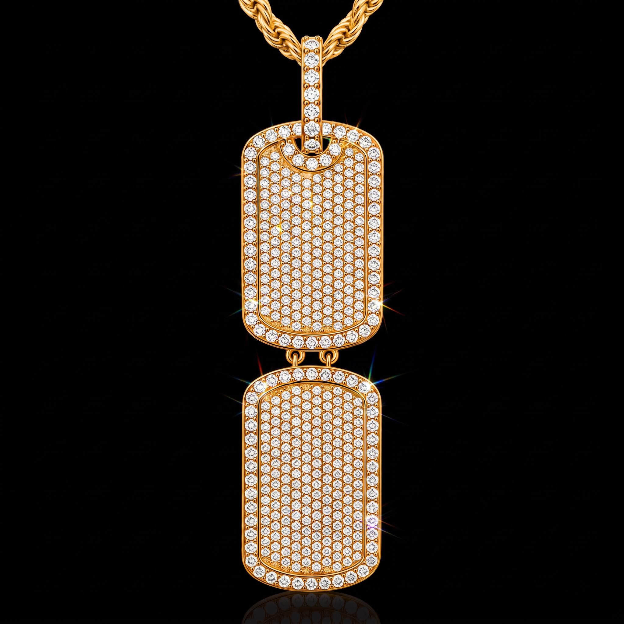 Iced Out Double Dog Tag Pendant Iced Out Double Dog Tag Pendant