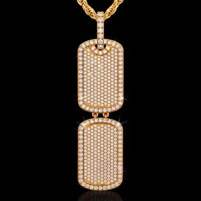 Iced Out Double Dog Tag Pendant