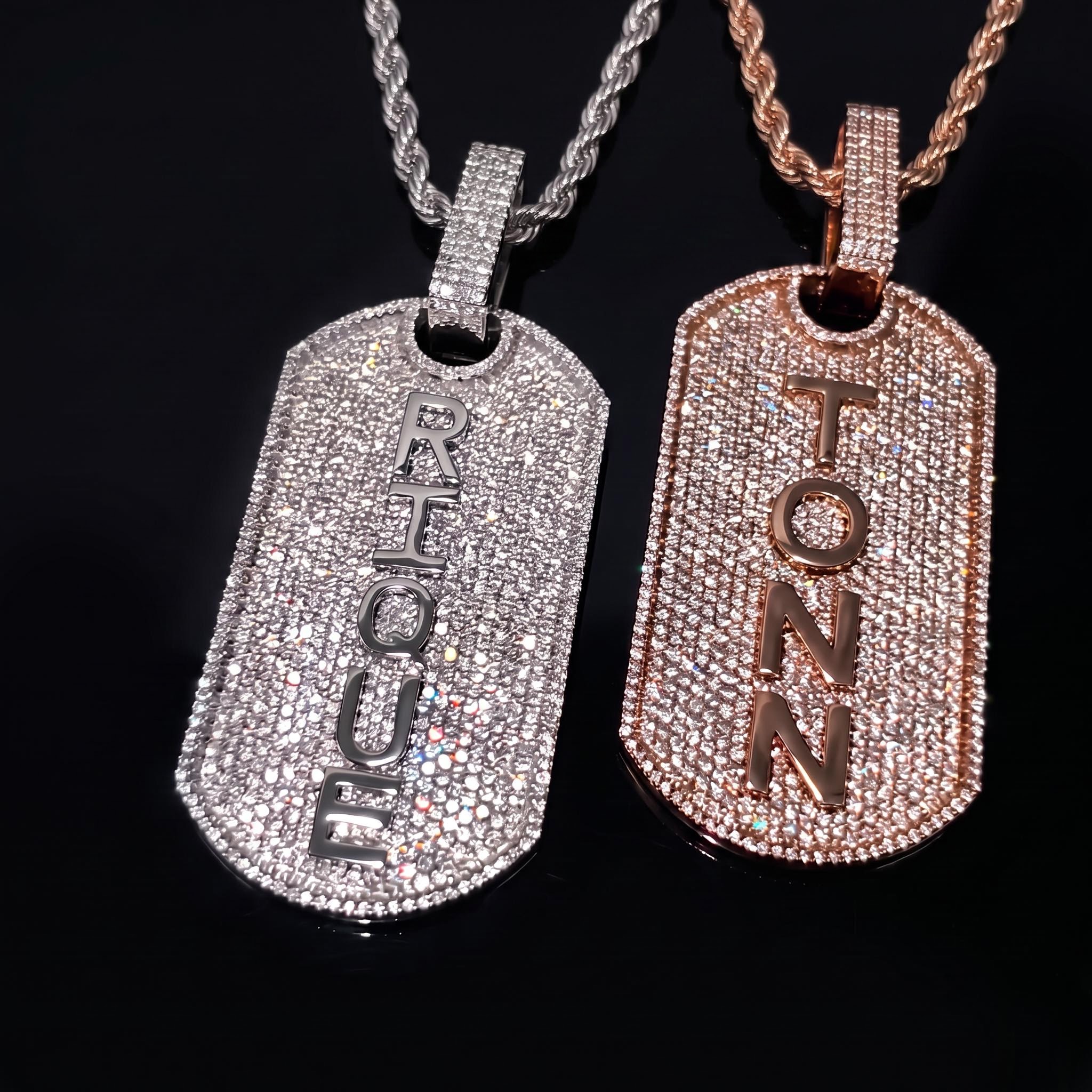 Iced Out Custom Name Dog Tag Pendant Iced Out Custom Name Dog Tag Pendant