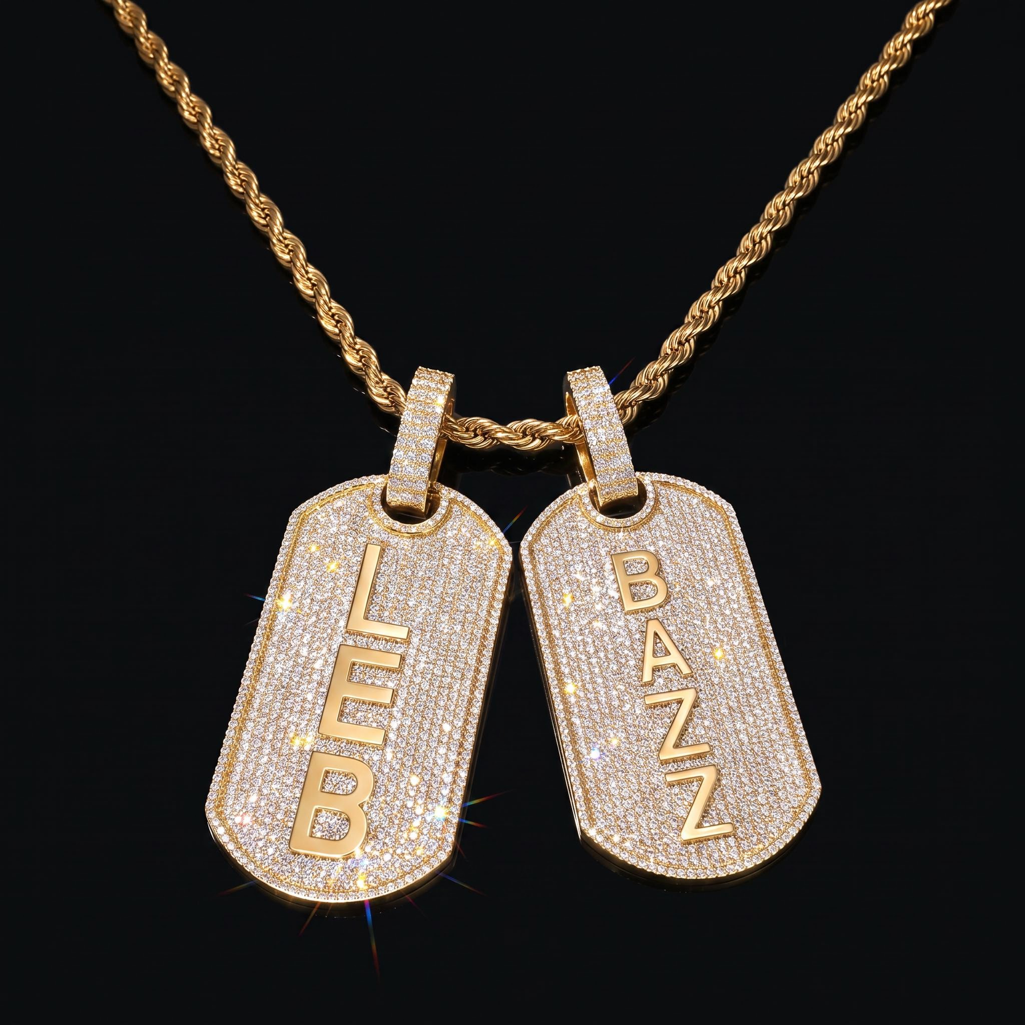 Iced Out Custom Name Dog Tag Pendant Iced Out Custom Name Dog Tag Pendant