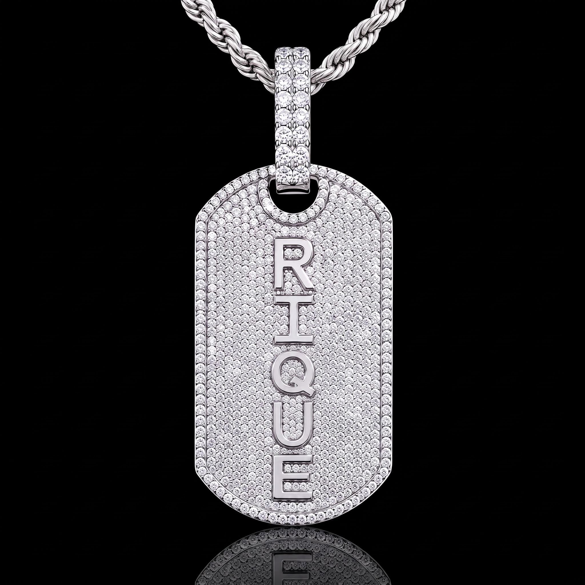 Iced Out Custom Name Dog Tag Pendant Iced Out Custom Name Dog Tag Pendant