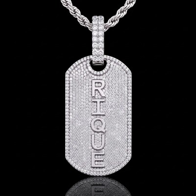 Iced Out Custom Name Dog Tag Pendant