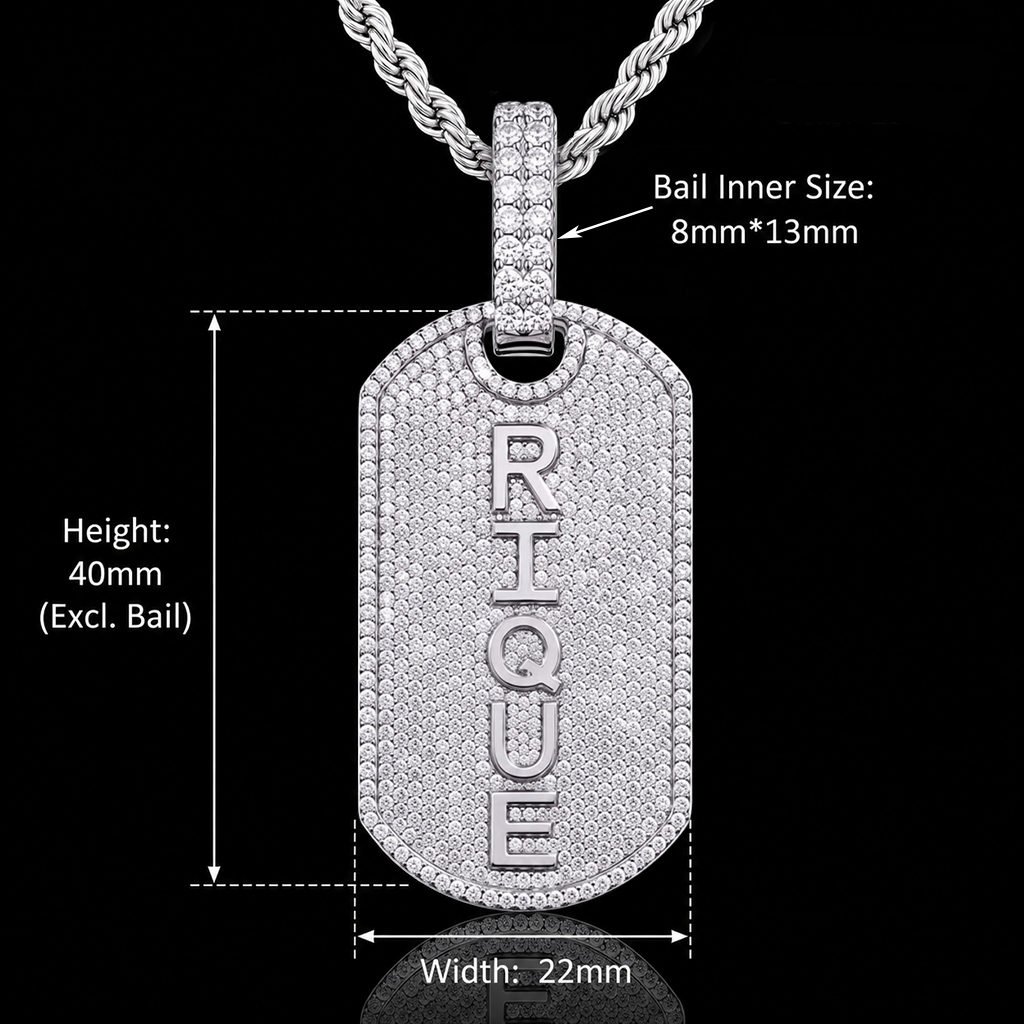 Iced Out Custom Name Dog Tag Pendant Iced Out Custom Name Dog Tag Pendant