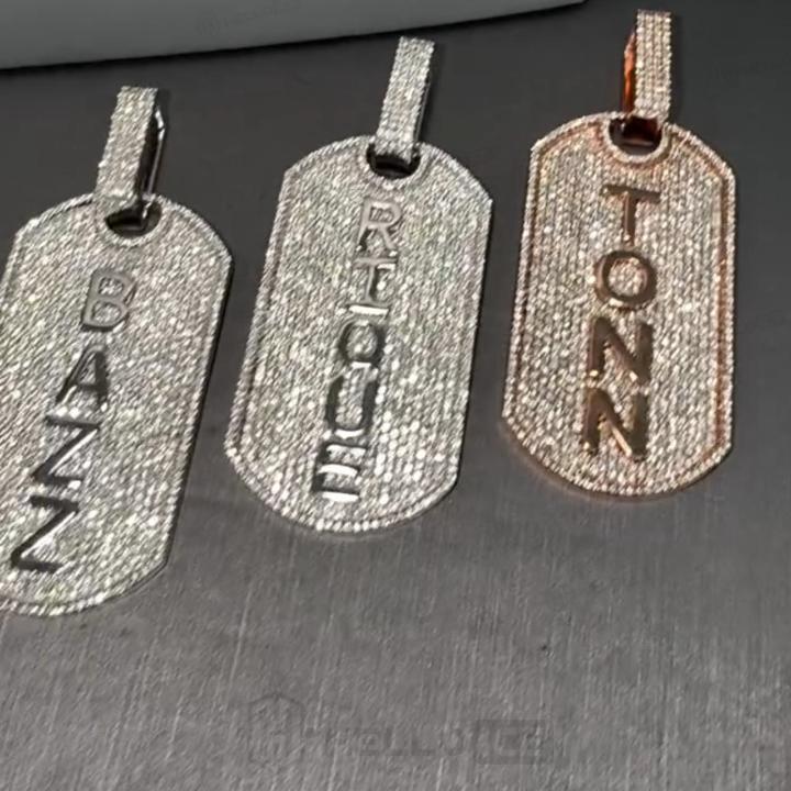 Iced Out Custom Name Dog Tag Pendant Iced Out Custom Name Dog Tag Pendant