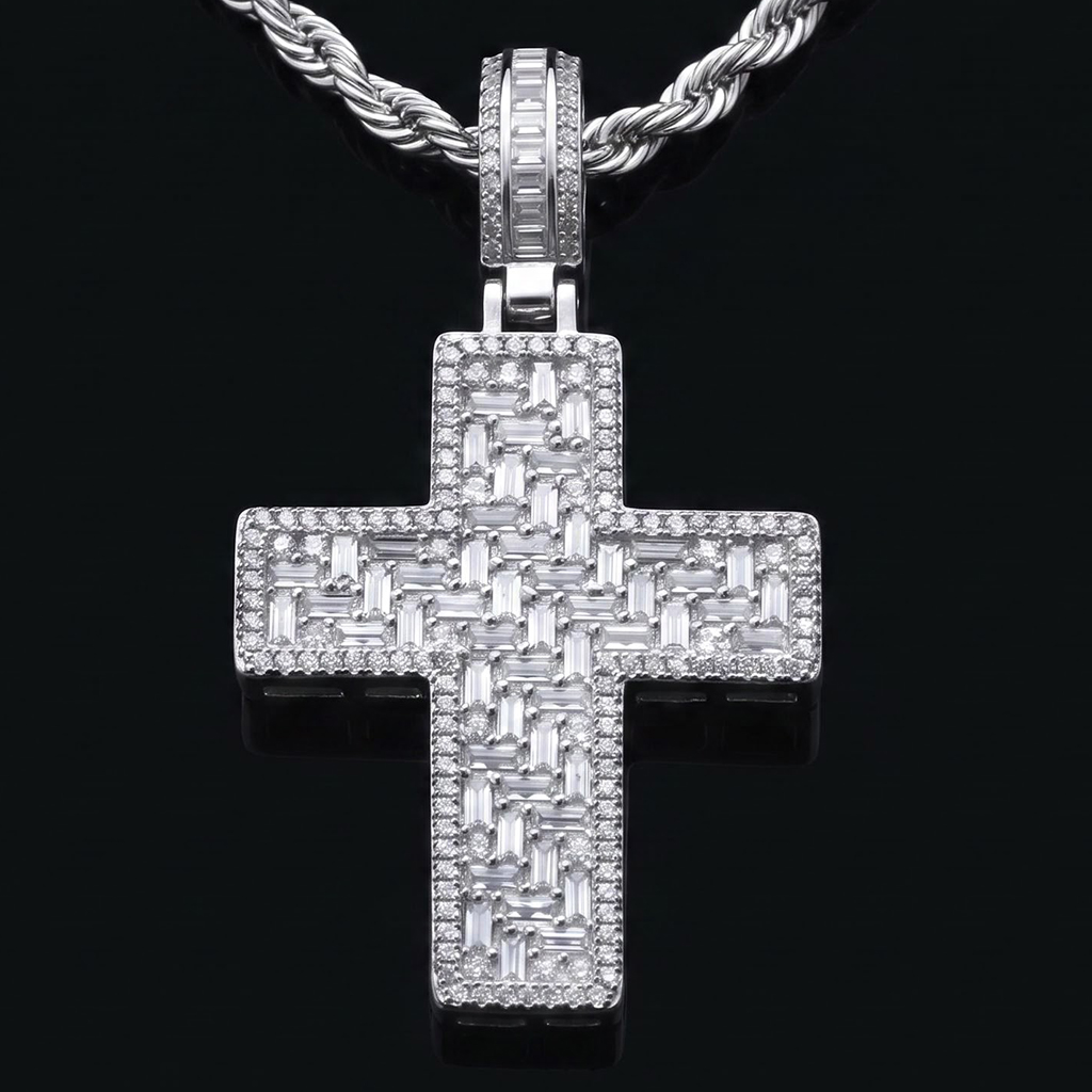 Iced Out Baguette Cross Pendant