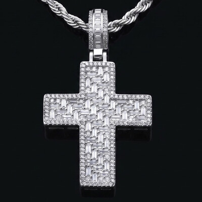 Iced Out Baguette Cross Pendant