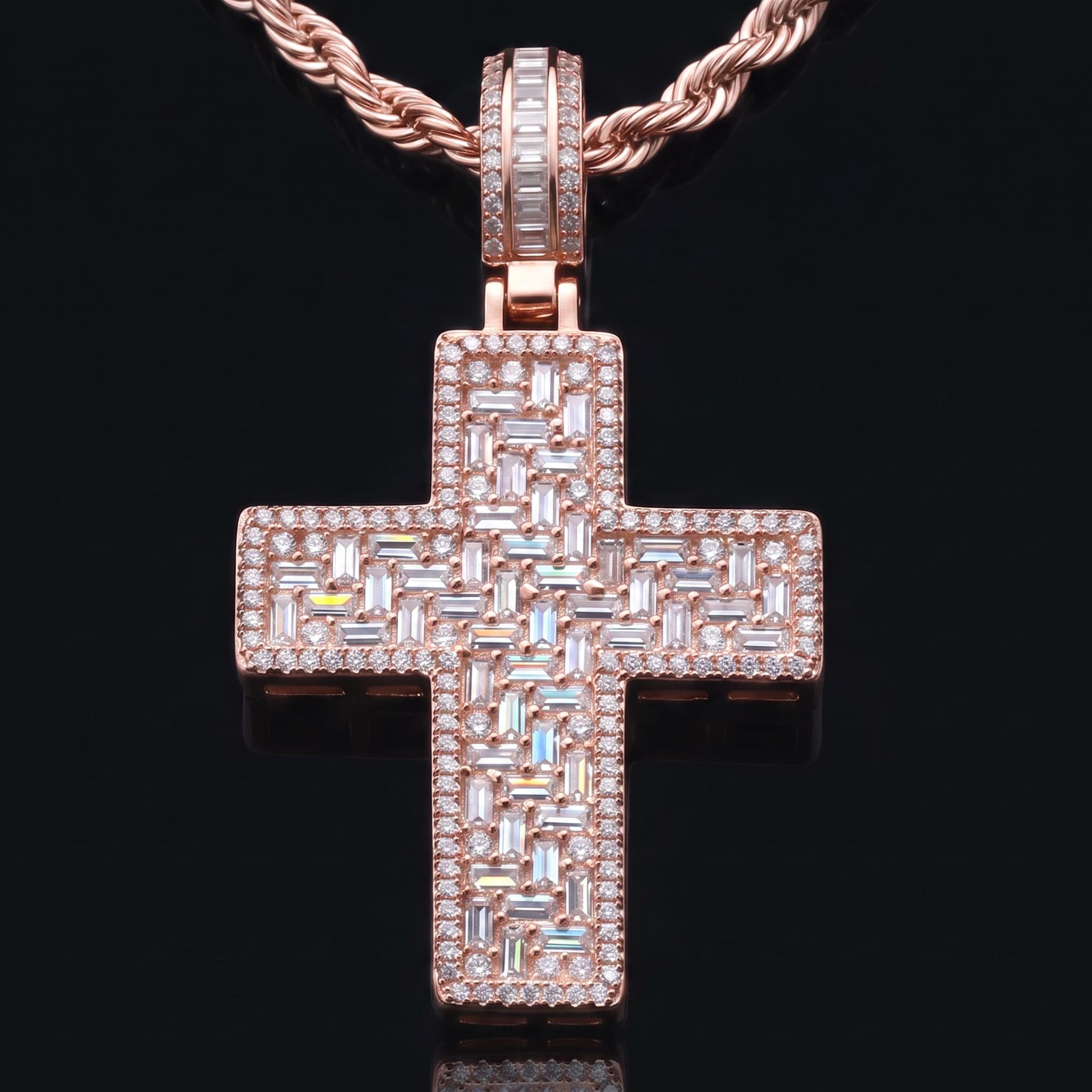 Iced Out Baguette Cross Pendant