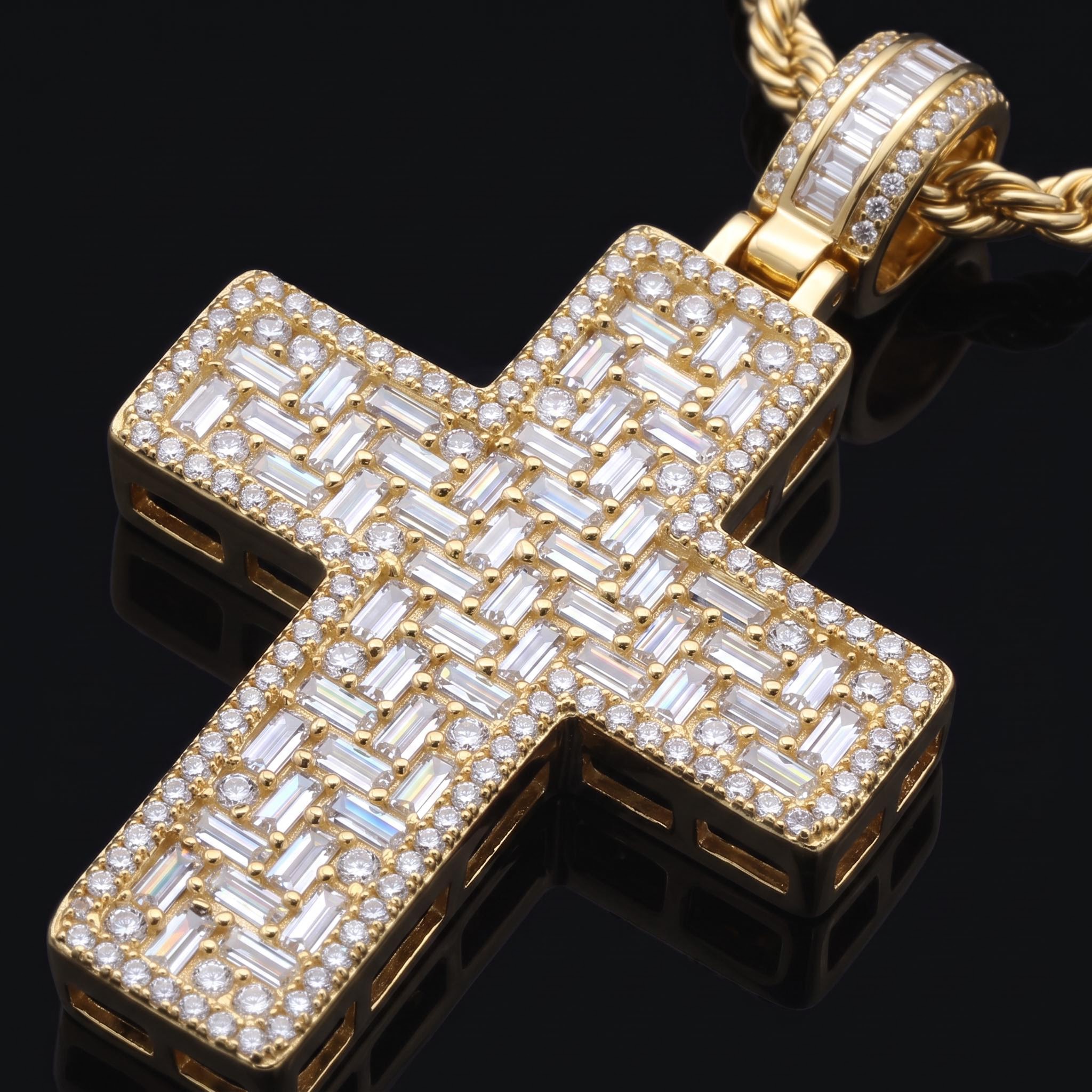 Iced Out Baguette Cross Pendant