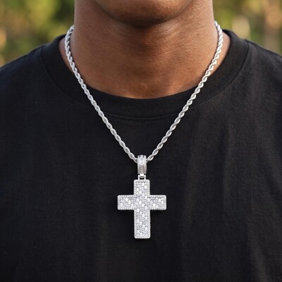 Iced Out Baguette Cross Pendant