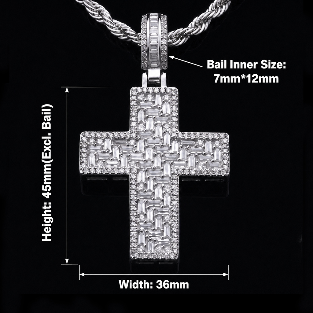 Iced Out Baguette Cross Pendant