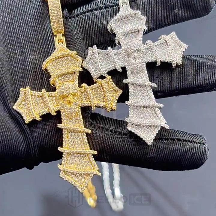 Iced Skull Thorned Cross Pendant Iced Skull Thorned Cross Pendant