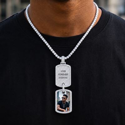 Iced Out Custom Photo & Name Dog Tag Pendant