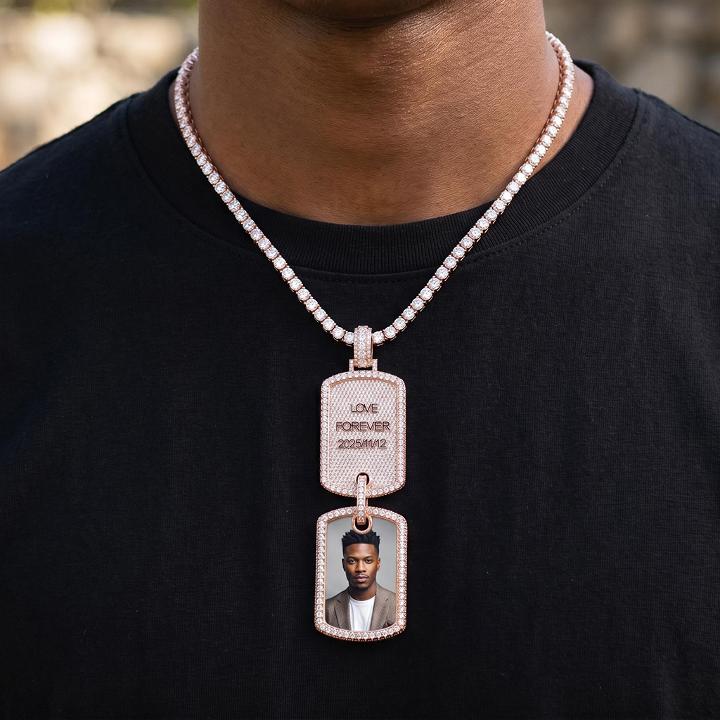 Iced Out Custom Photo & Name Dog Tag Pendant