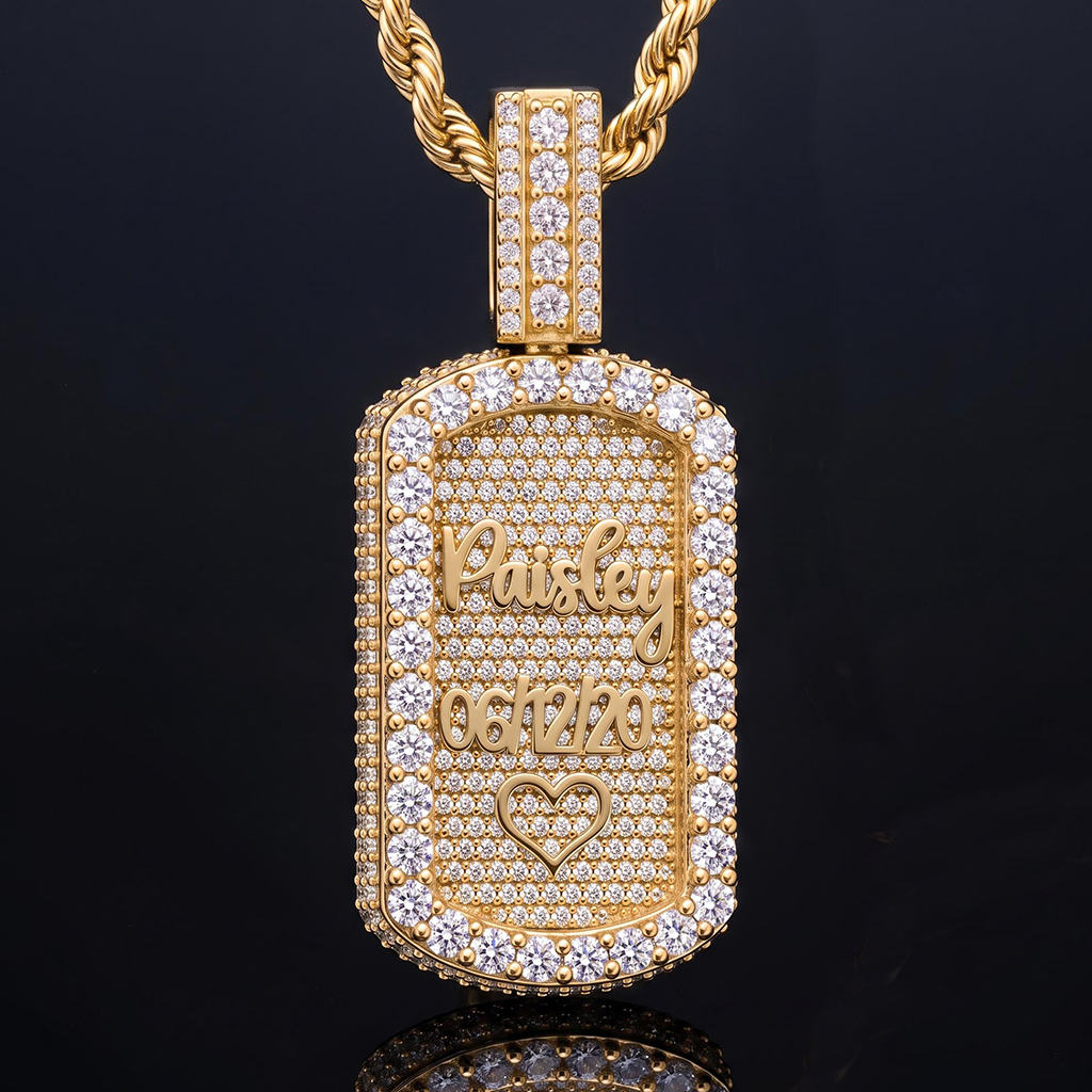 Iced Out Rotating Double Sided Custom Name&Photo DogTag Pendant Iced Out Rotating Double Sided Custom Name&Photo DogTag Pendant