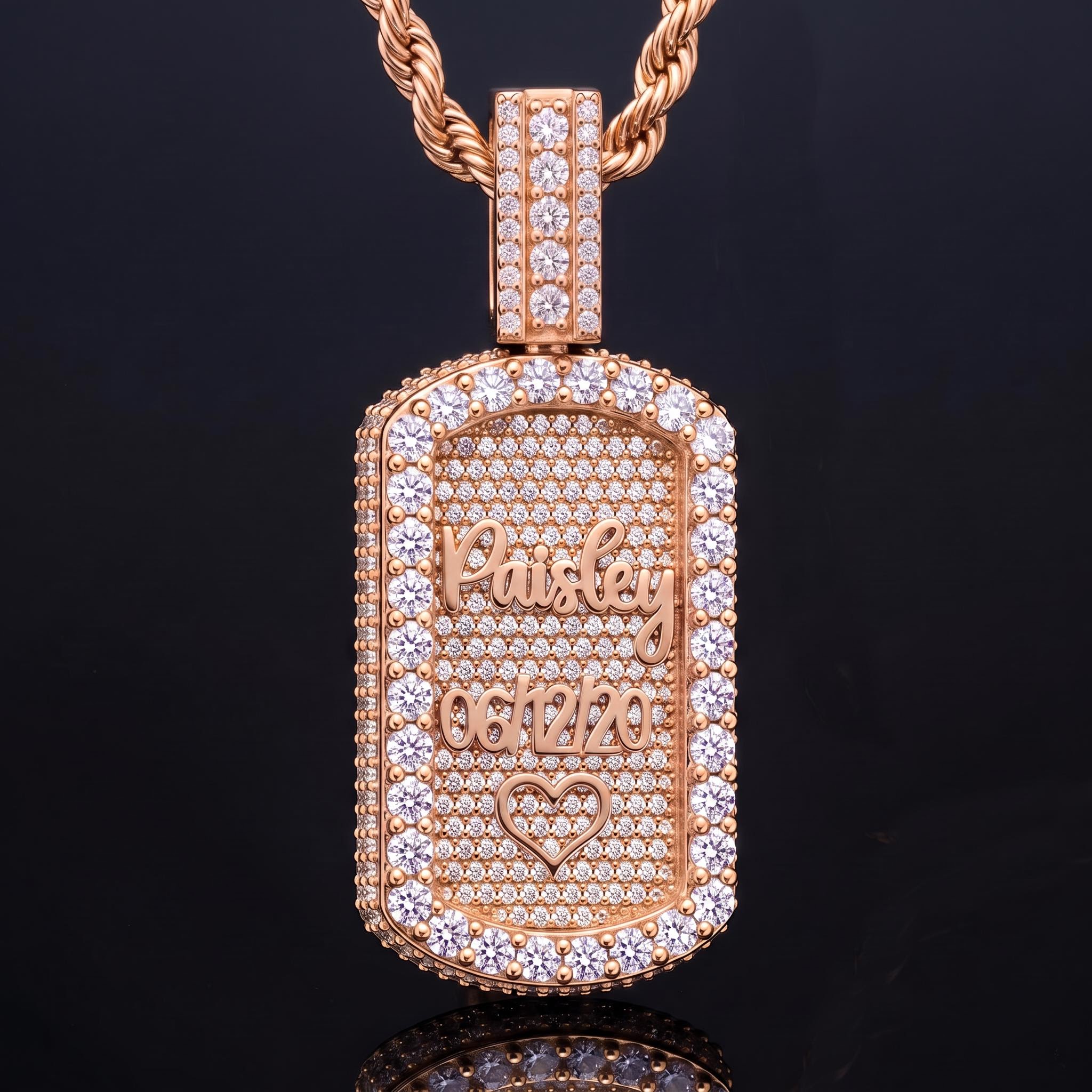 Iced Out Rotating Double Sided Custom Name&Photo DogTag Pendant Iced Out Rotating Double Sided Custom Name&Photo DogTag Pendant