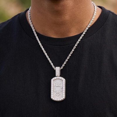 Iced Out Rotating Double Sided Custom Name&Photo DogTag Pendant
